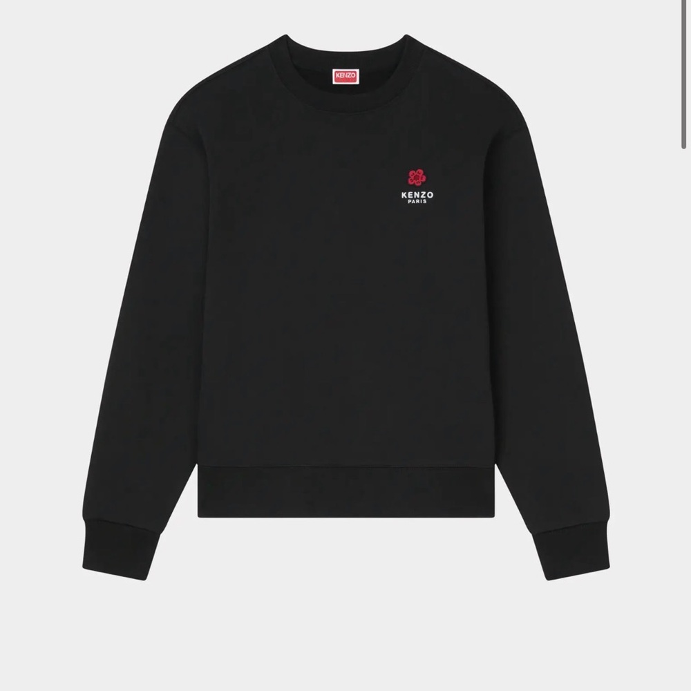 Kenzo Black Crewneck Sweatshirt with Red Flower Logo